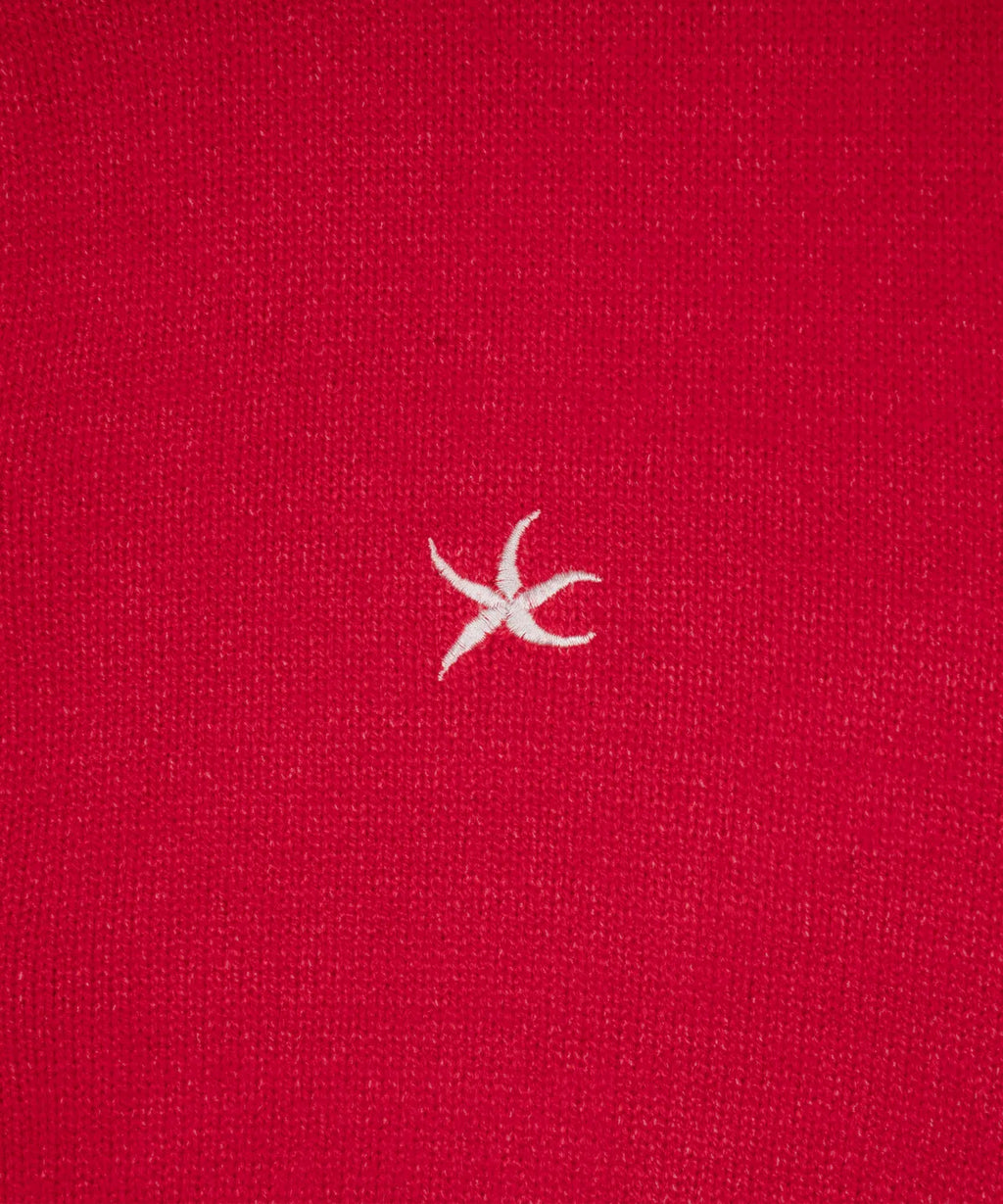 TCM mini logo knit cardigan (red)