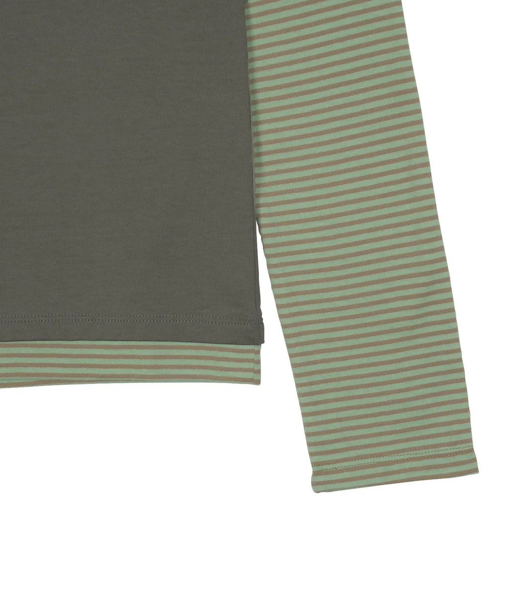 TCM stripe layered long sleeve (green)