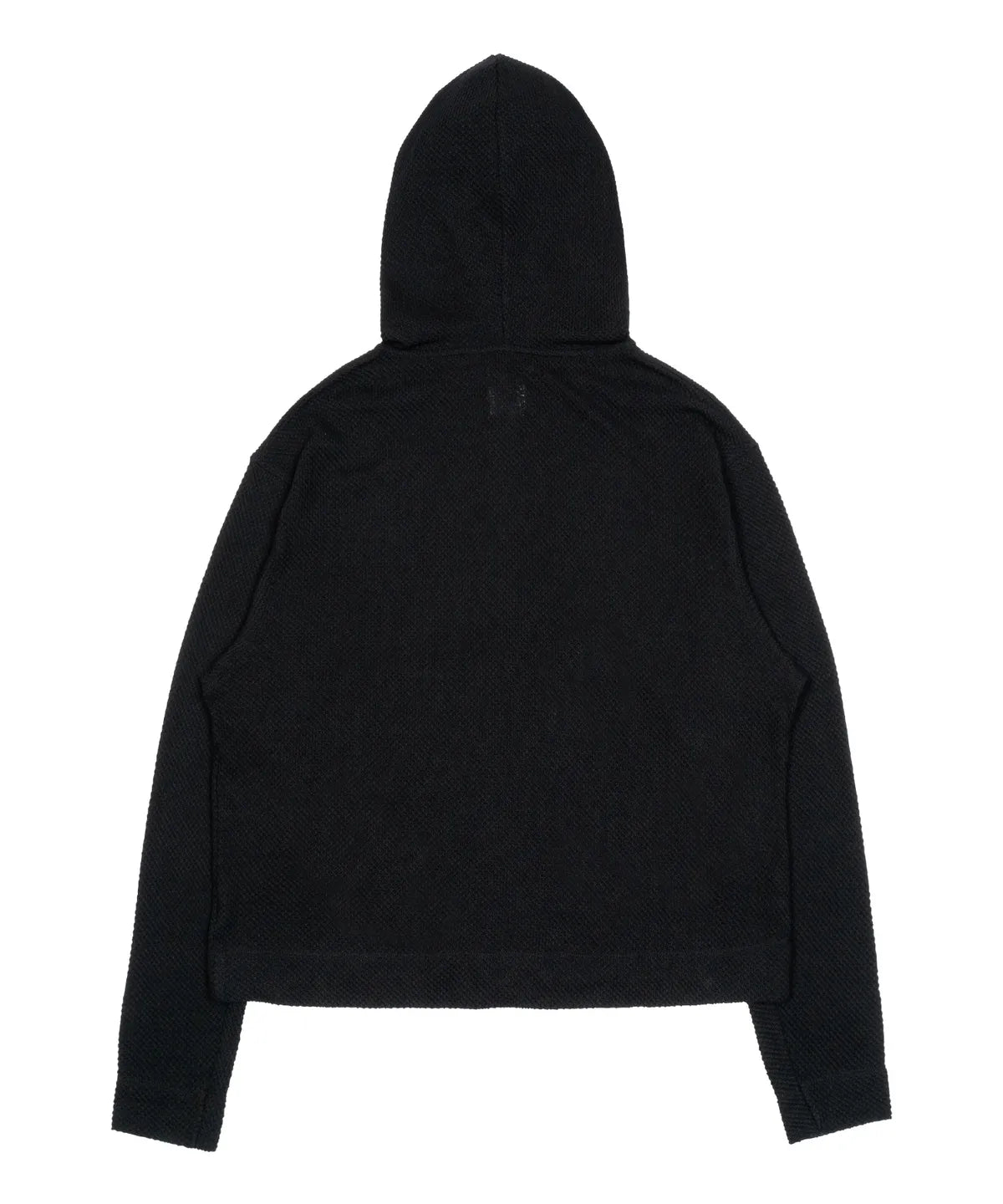 TCM waffle hooded crop jacket (black)