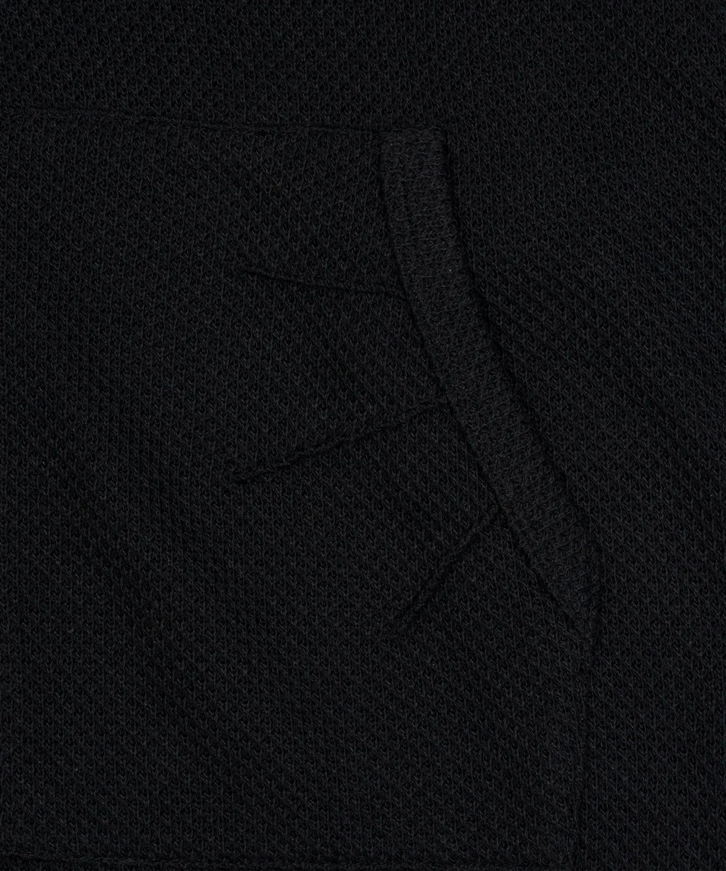 TCM waffle hooded crop jacket (black)