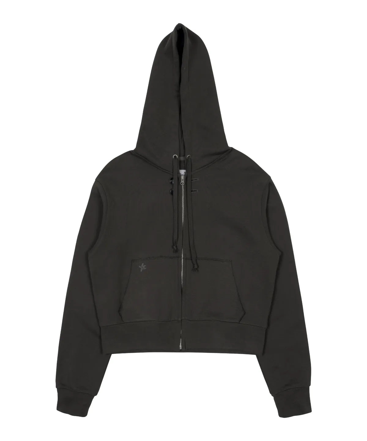 TCM vintage button hooded zip-up (charcoal)