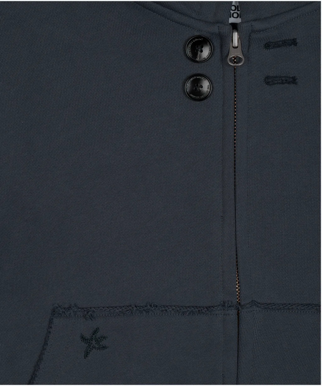 TCM vintage button hooded zip-up (blue)