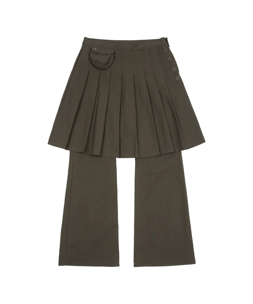 TCM skirt layered pants (brown)