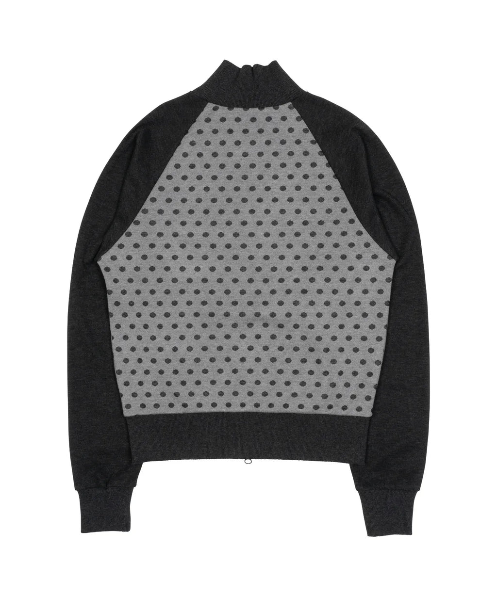 TCM dot raglan zip-up (charcoal/black)