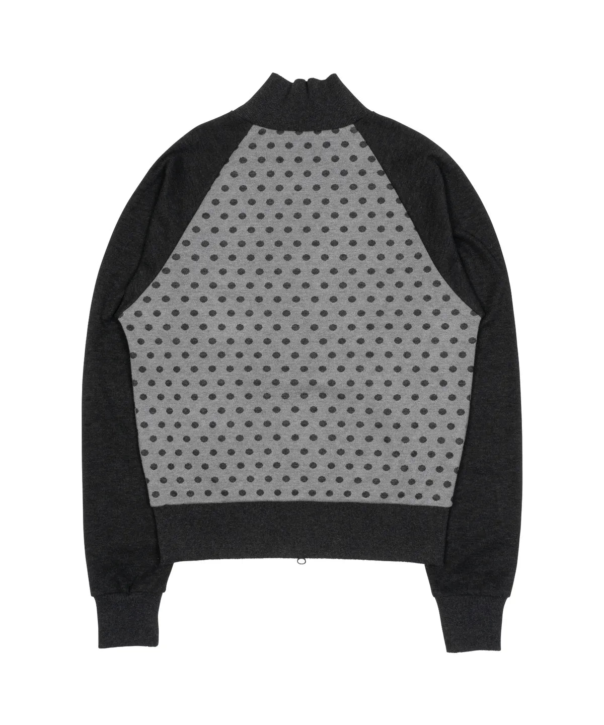 TCM dot raglan zip-up (charcoal/black)