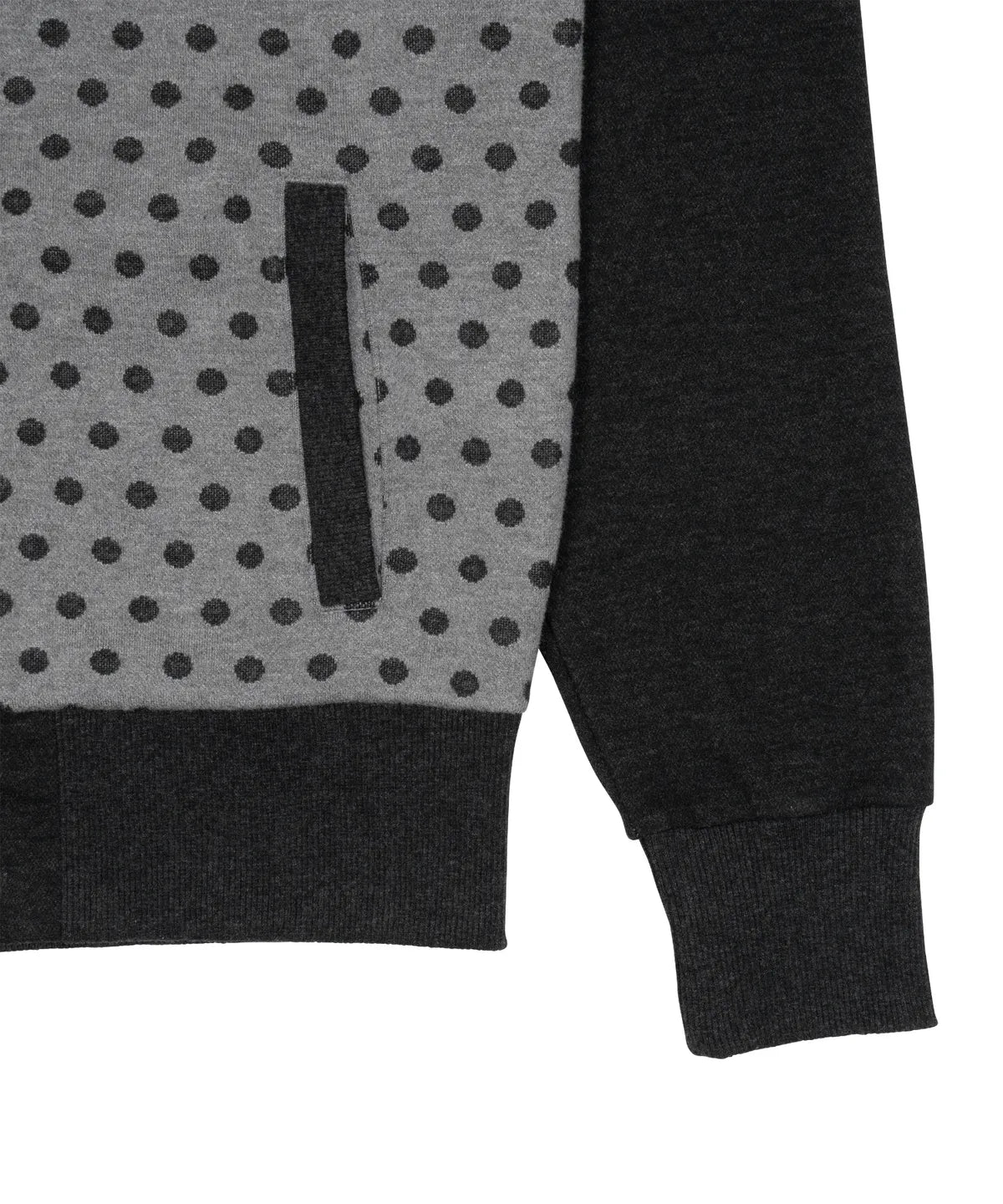 TCM dot raglan zip-up (charcoal/black)