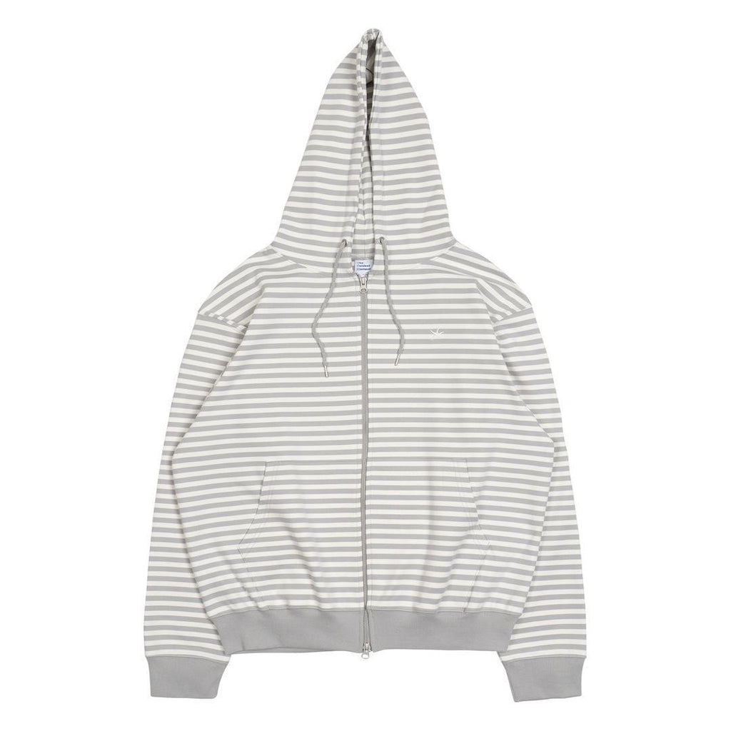 TCM STRIPE HOODED ZIP-UP (GREY/WHITEIVORY)