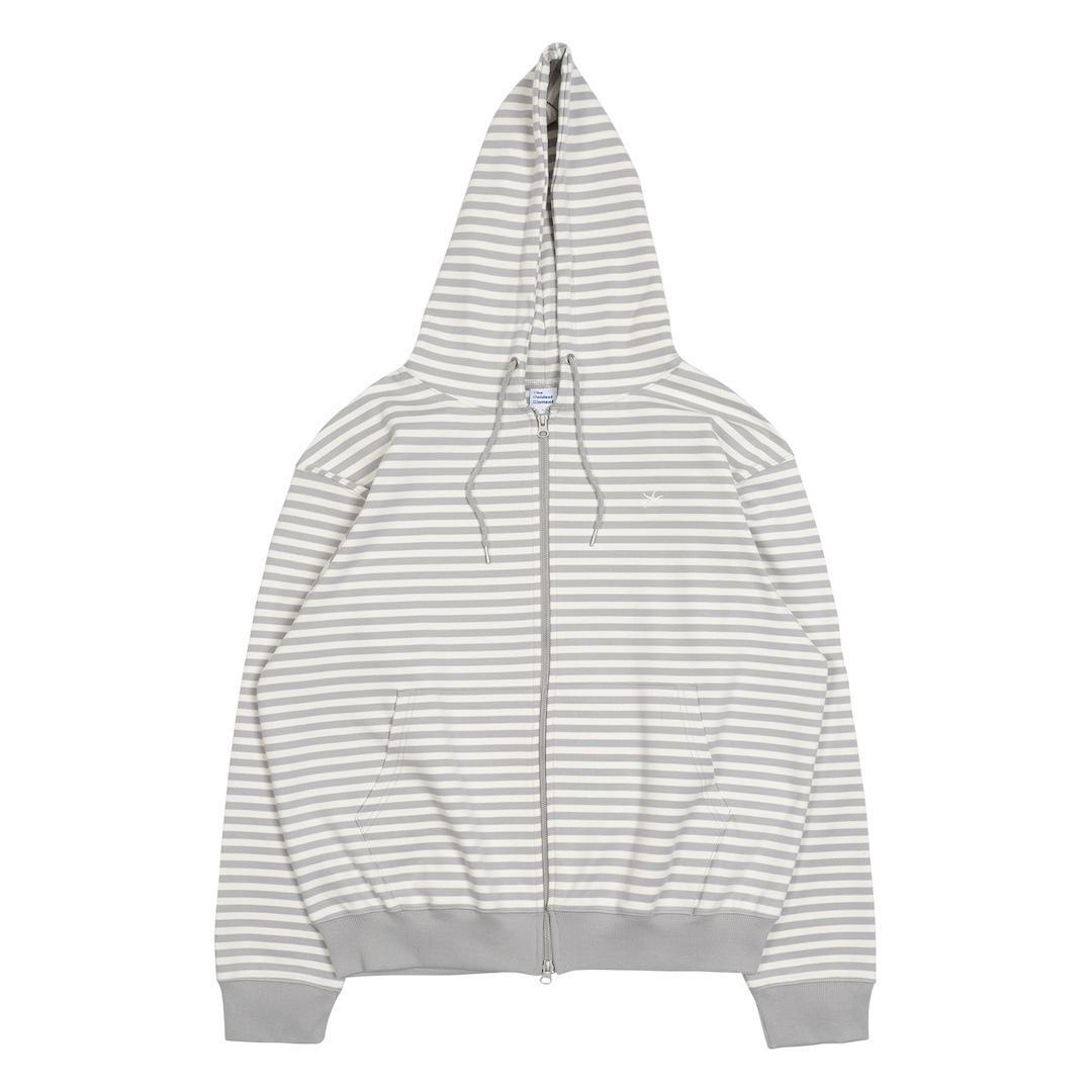 TCM STRIPE HOODED ZIP-UP (GREY/WHITEIVORY)