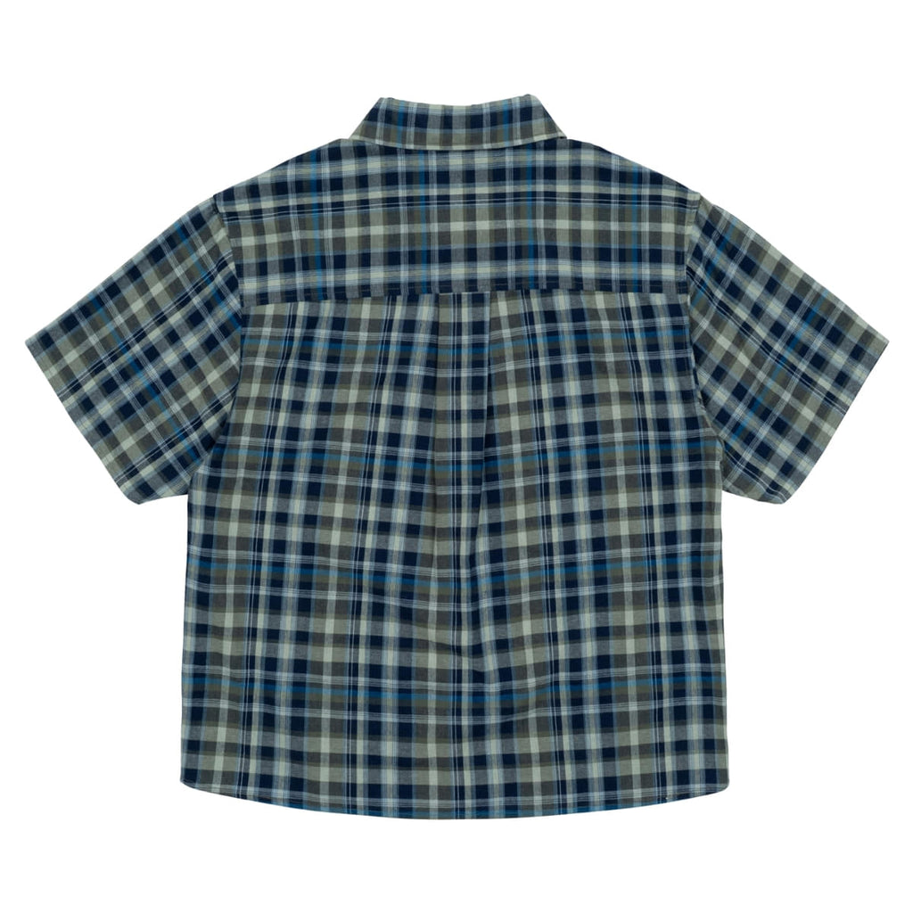 TCM MINI LOGO CHECK HALF SHIRTS (BLUE)