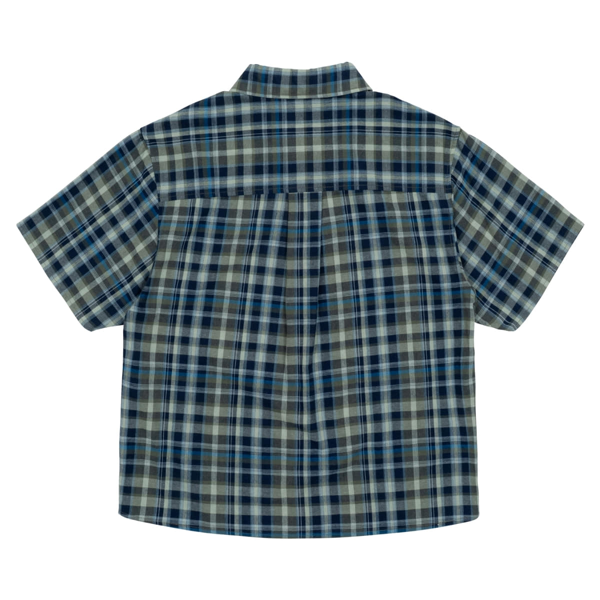 TCM MINI LOGO CHECK HALF SHIRTS (BLUE)
