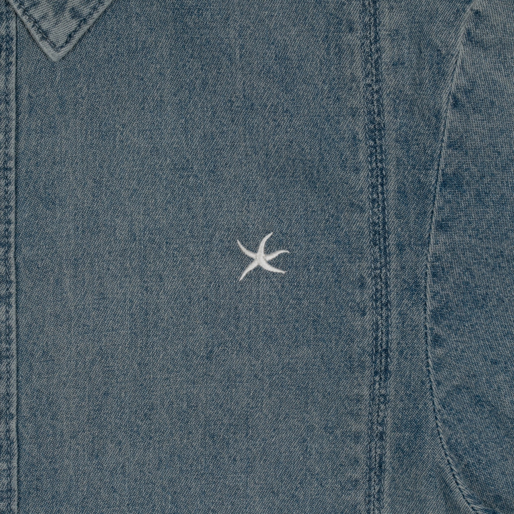 (W) TCM MINI LOGO DENIM HALF SHIRTS (BLUE)