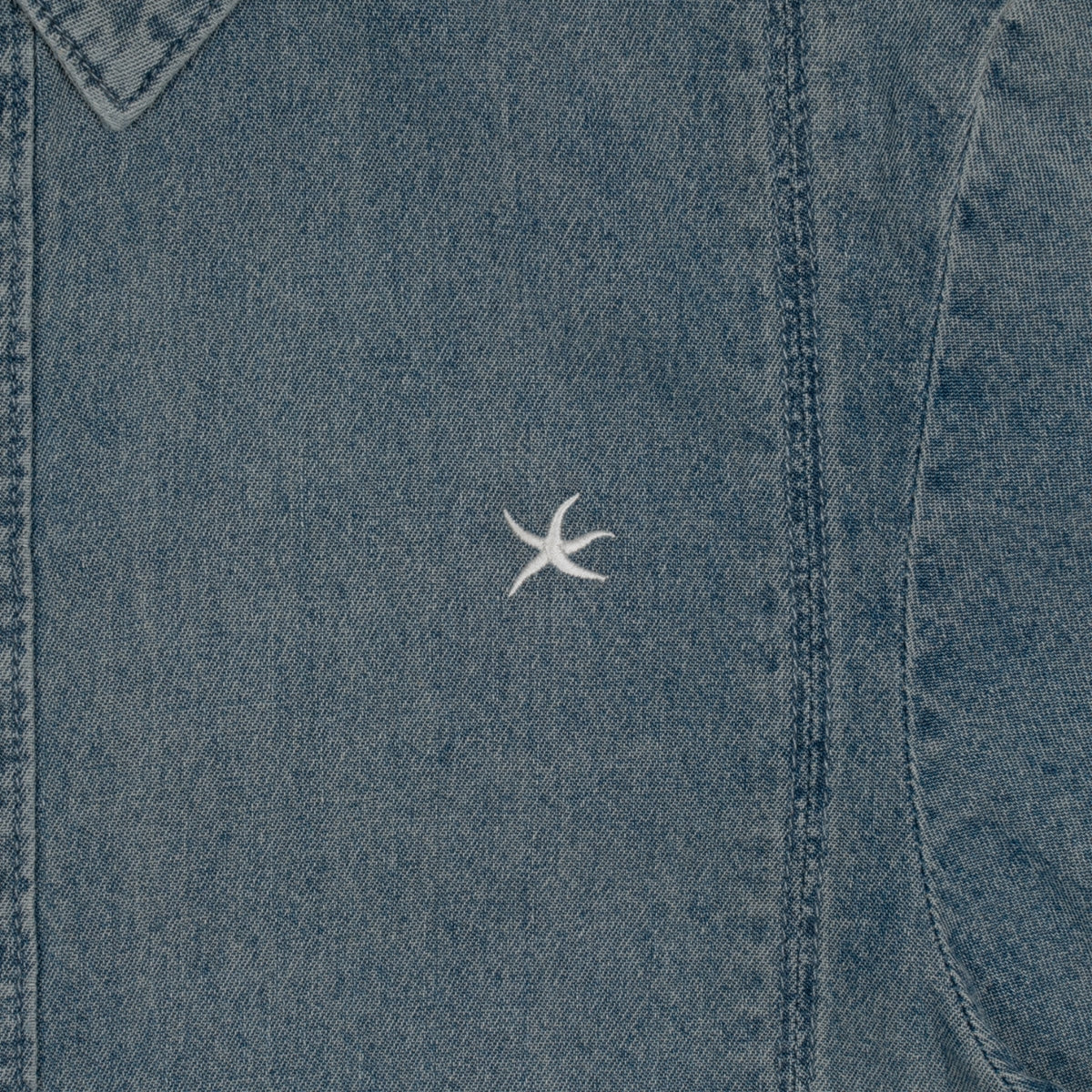 (W) TCM MINI LOGO DENIM HALF SHIRTS (BLUE)