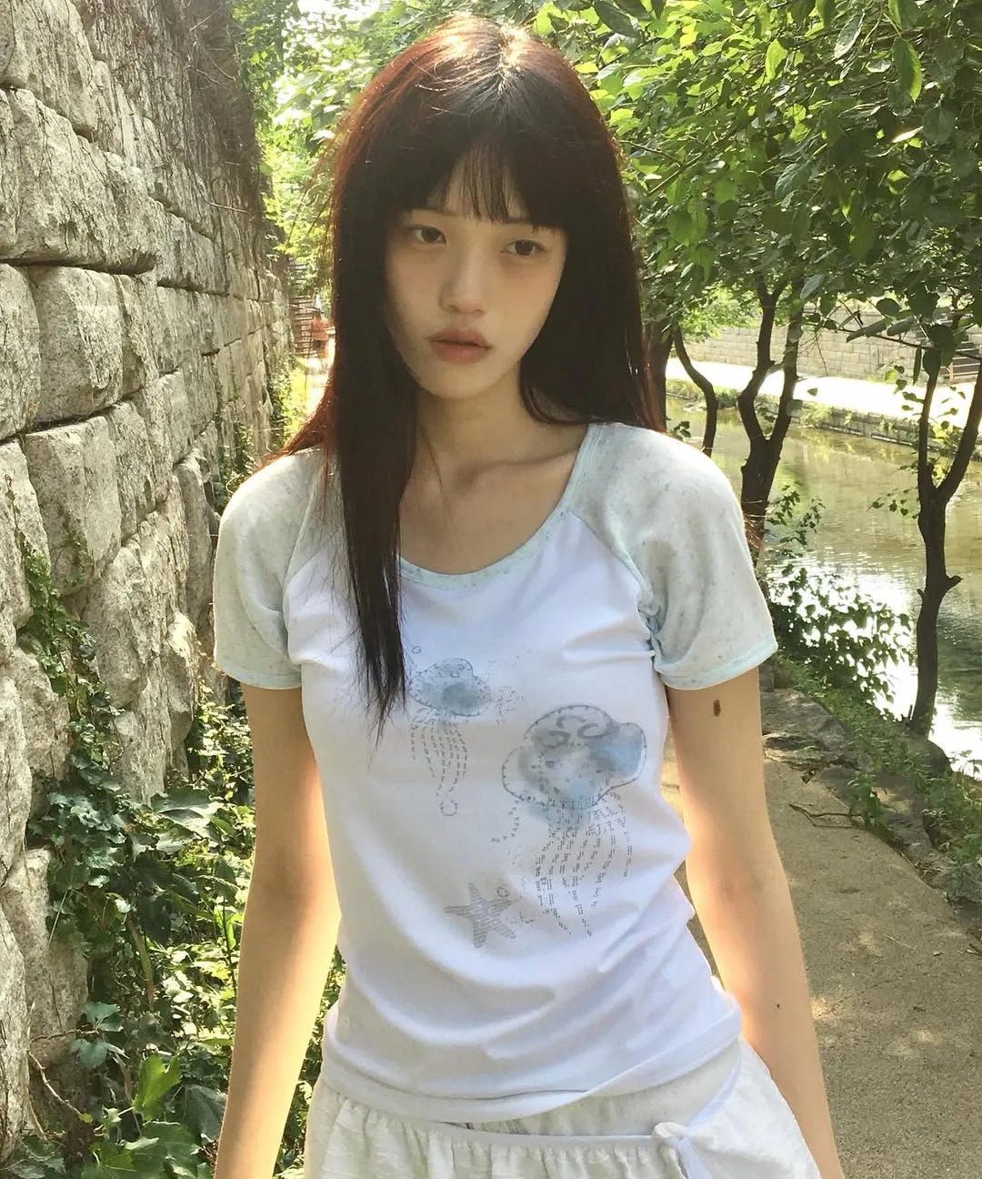HUGYOURSKIN JELLY FISH RINGER TEE (BLUE)