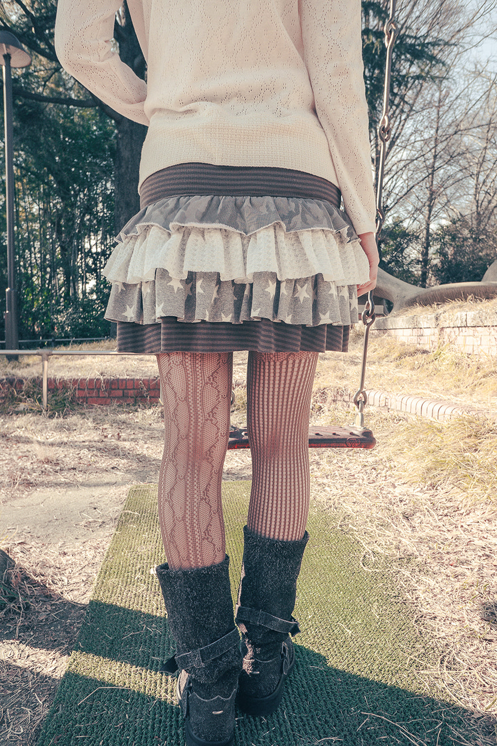 HUGYOURSKIN CANCAN LAYERED SKIRT (BROWN)
