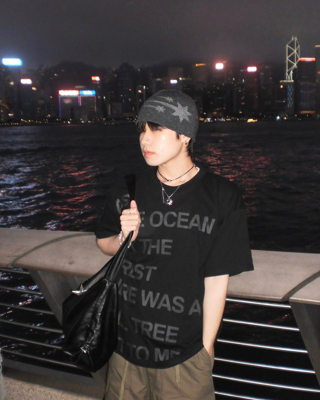(in stock) ocean alphabet tee (black)