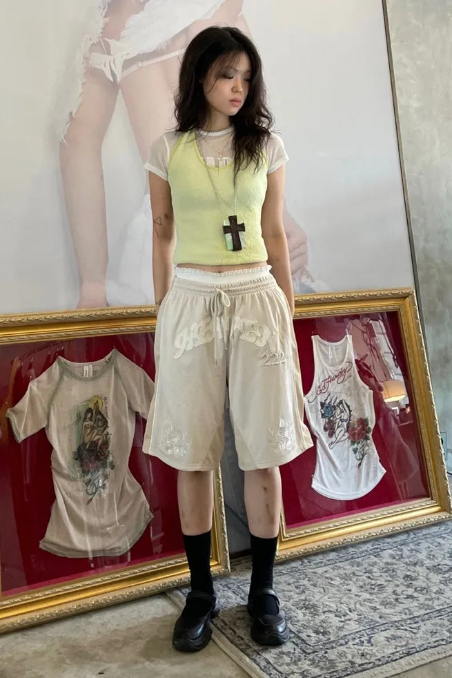 【𝘱𝘳𝘦-𝘰𝘳𝘥𝘦𝘳】SCULPTOR Team Mary Mesh Tee White