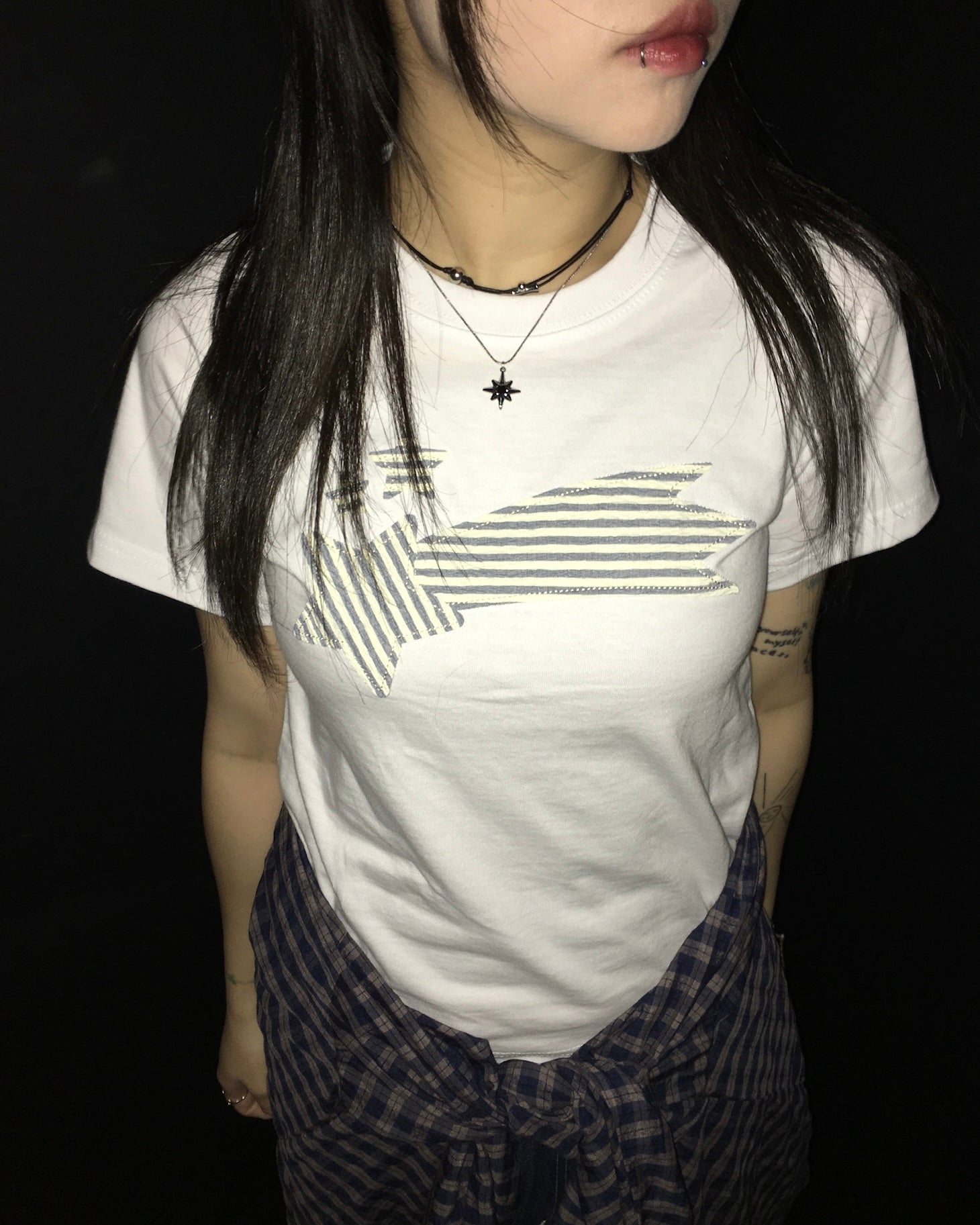 star patch crop tee (white)