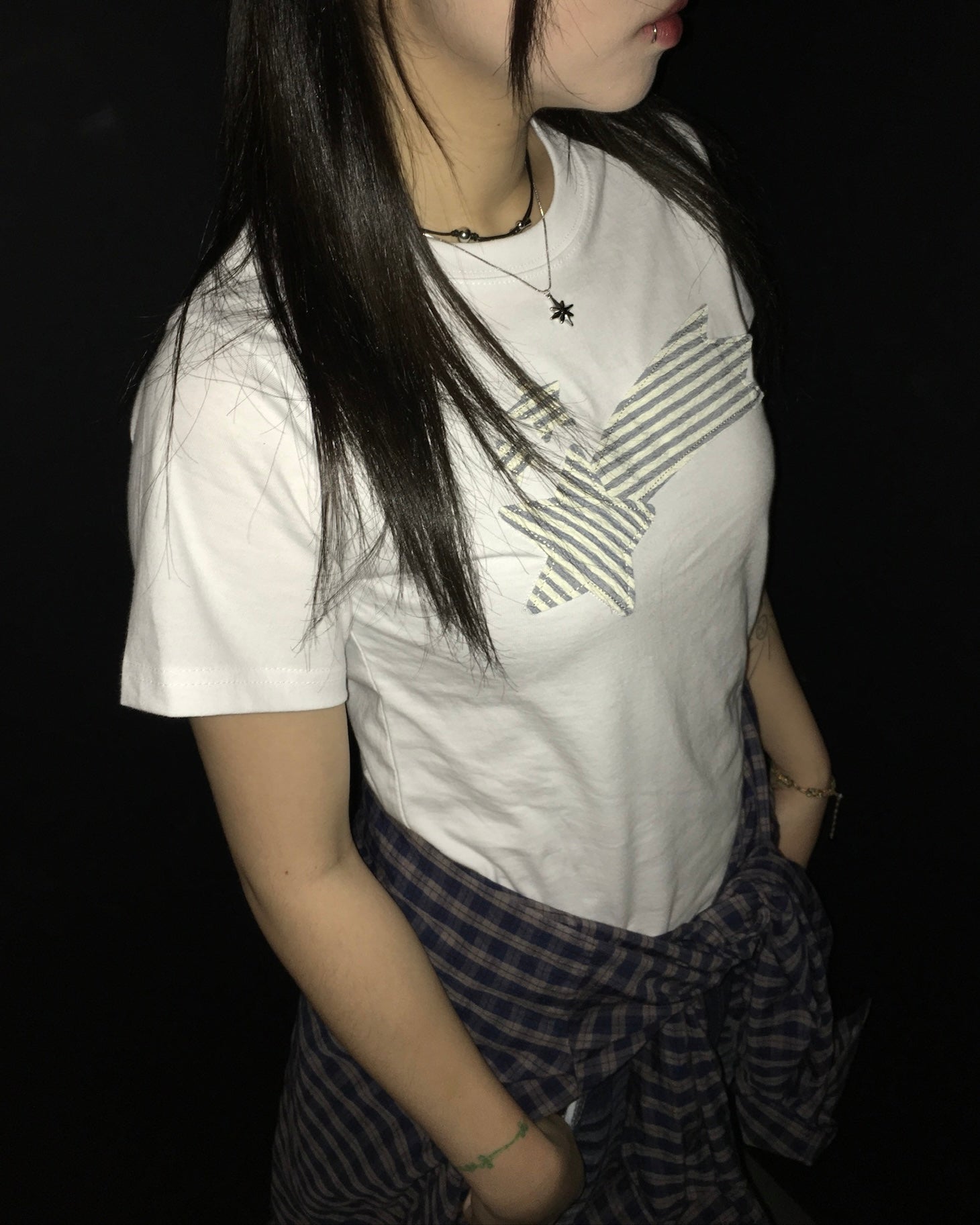 star patch crop tee (white)