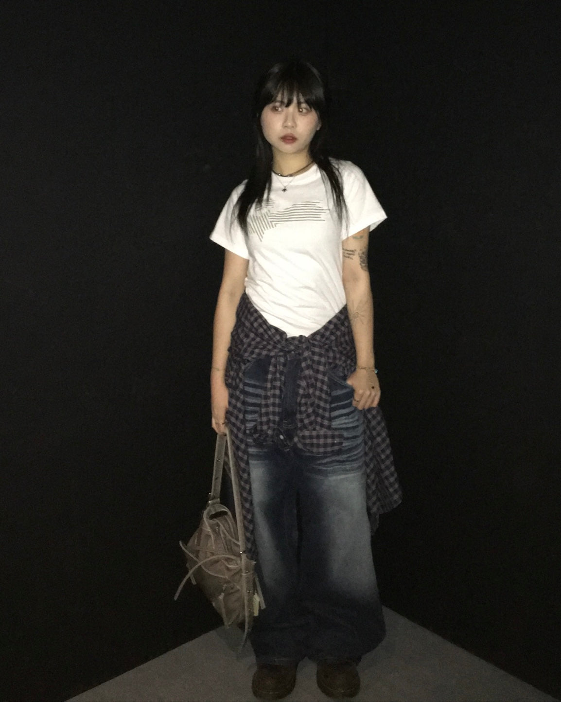 star patch crop tee (white)