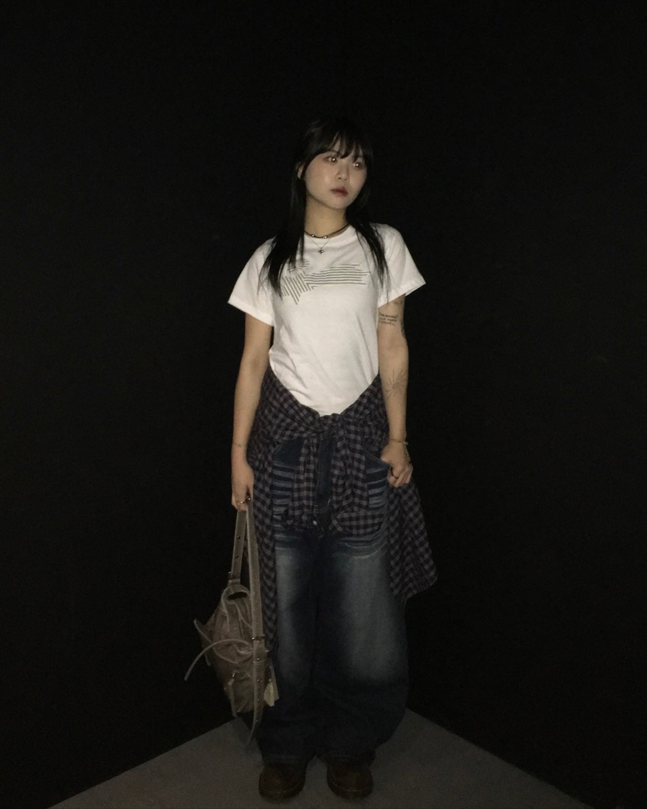 star patch crop tee (white)