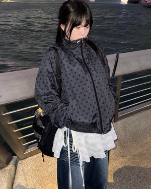 (in stock) star windbreaker jumper (charcoal)